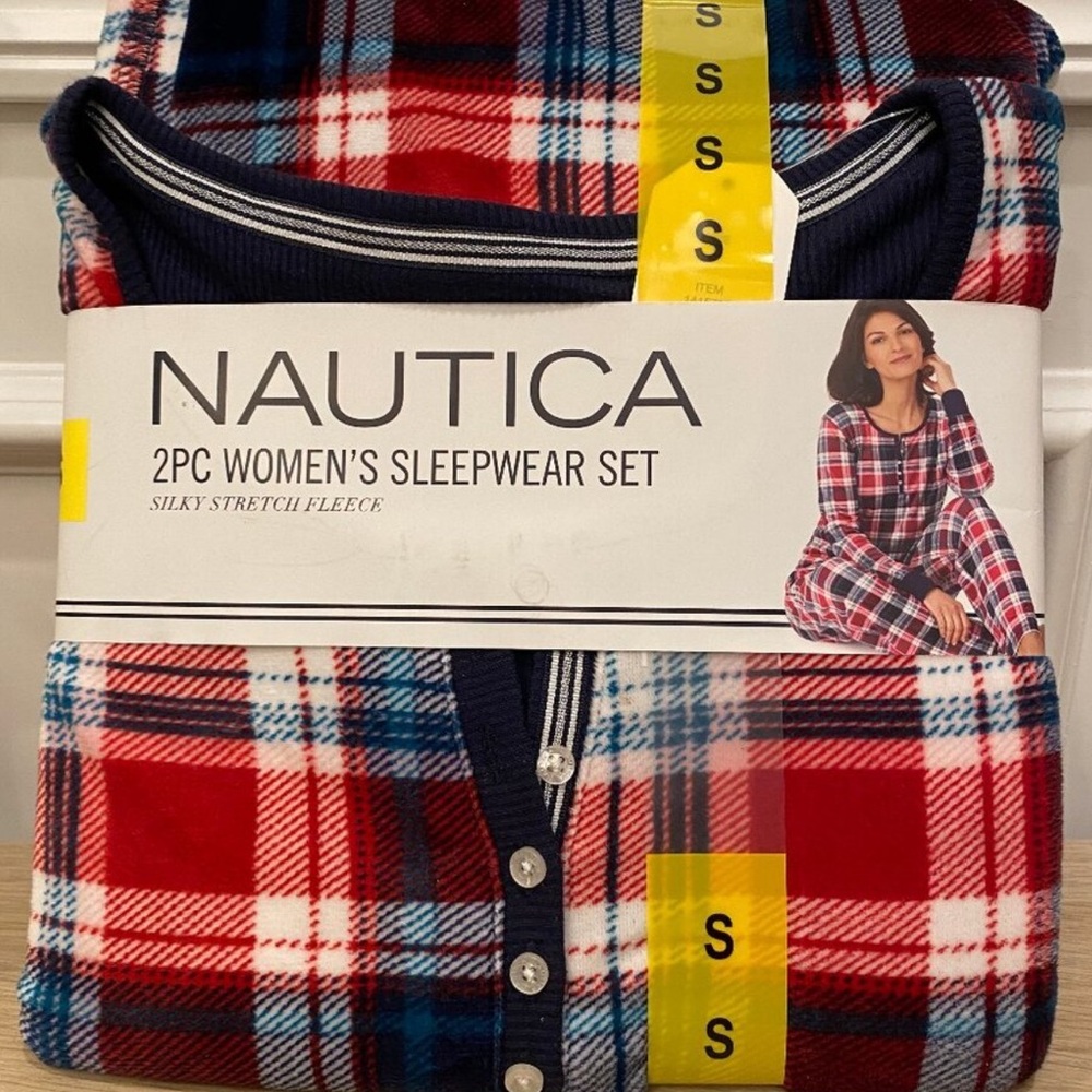 New ! Nautica Women 2-Piece Lightweight Fleece Pajama Sleepwear Set sz S fits M